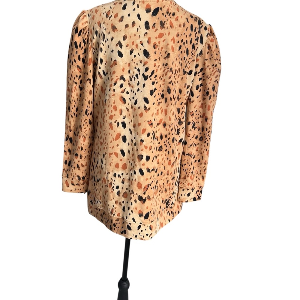 LOGO by Lori Goldstein Lounge Leopard Print Tunic Top Puff Sleeve Women’s S - Picture 5 of 9